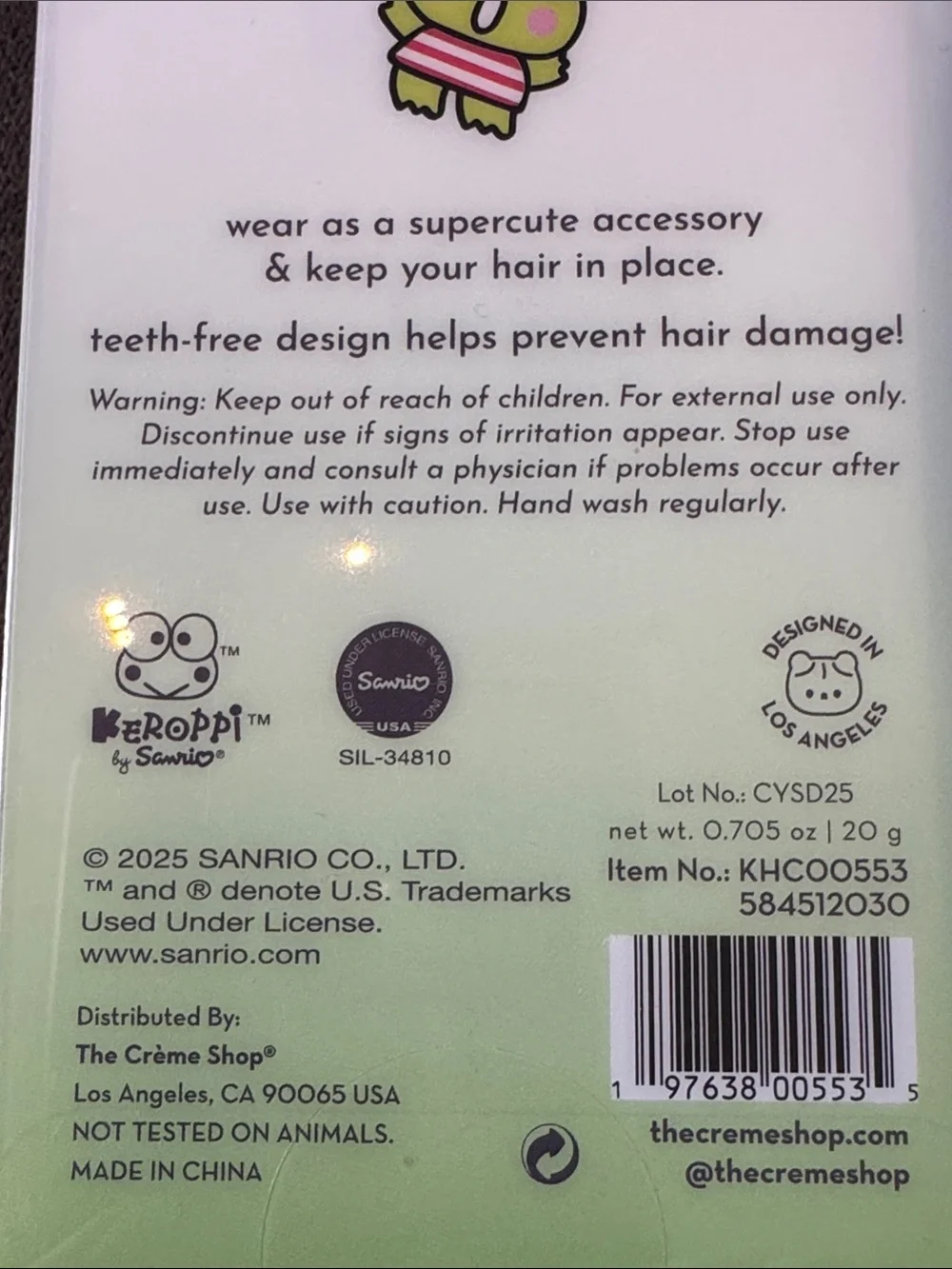 Crème x Keroppi Crease Free Hair Clips (2 Packs of 4) Sanrio NEW